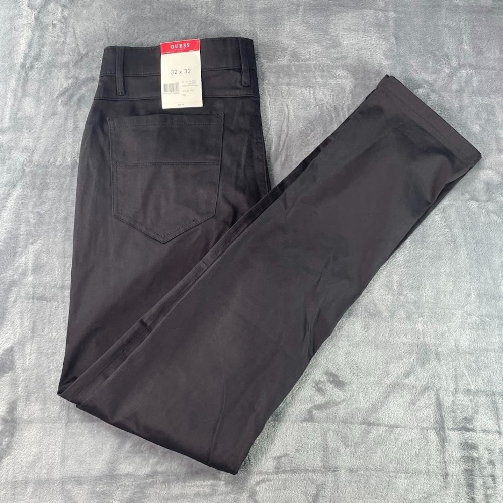Guess Mens Ledger Sateen Pants Slim Straight Black Size 32x32 NWT